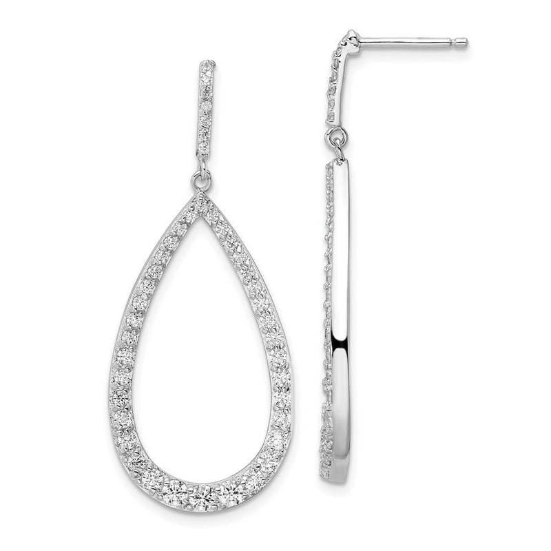 Sterlingsilber Cheryl M Rhodiniert Brillant-cut Zirkonia Offen Tropfen Form Stecker Ohrhänger