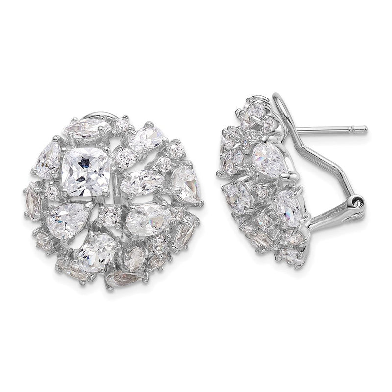 Sterlingsilber Cheryl M Rhodiniert Kissen-cut Marquise-cut & Brillant-cut Zirkonia Cluster Kuppel Stecker Omega Rückseite Ohrringe