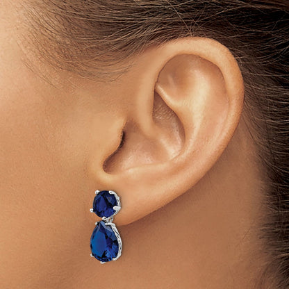 Sterlingsilber Cheryl M Rhodiniert Brillant-cut Im Labor Erzeugt Dunkel Blau Spinell Stecker Ohrhänger