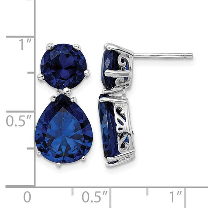 Sterlingsilber Cheryl M Rhodiniert Brillant-cut Im Labor Erzeugt Dunkel Blau Spinell Stecker Ohrhänger