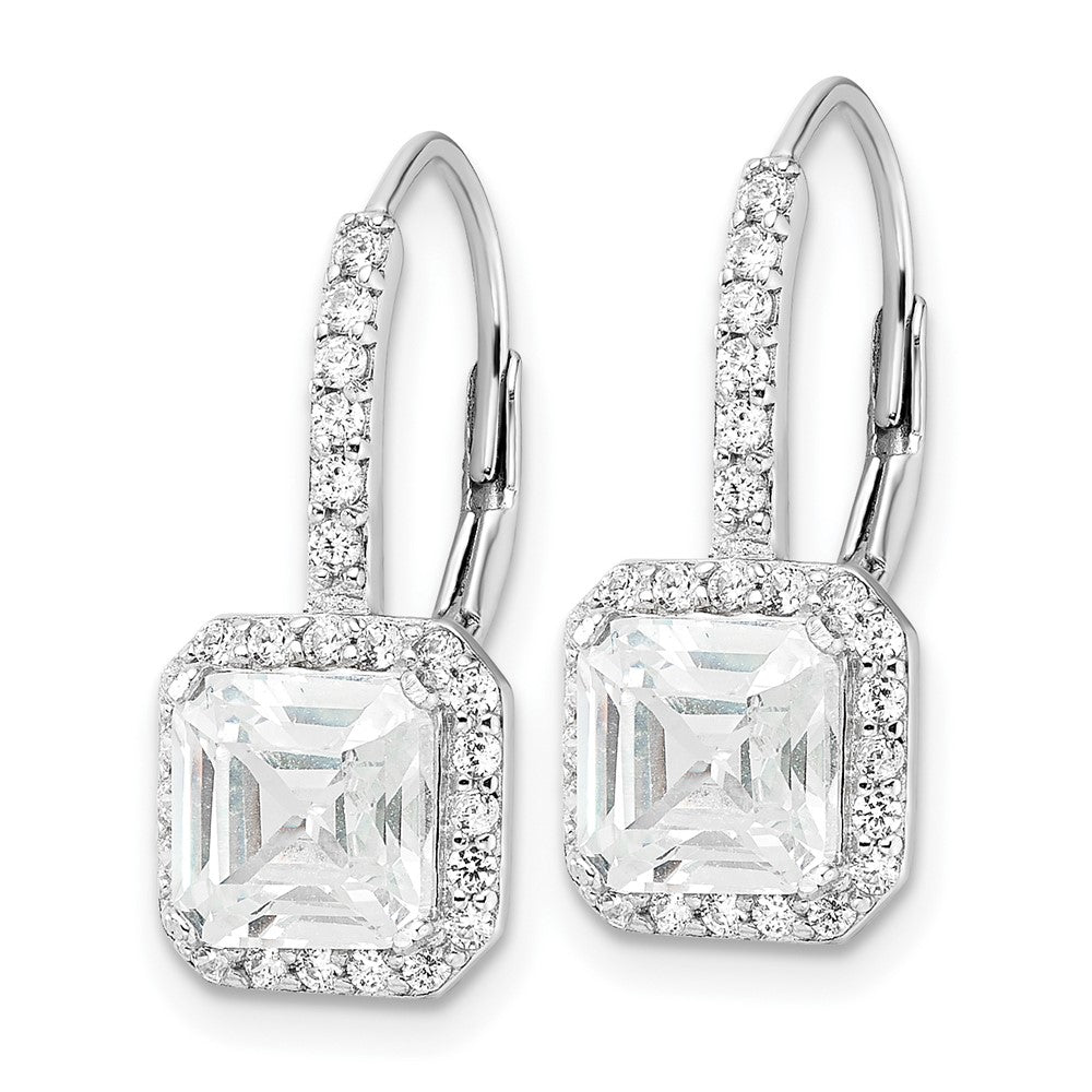 Sterlingsilber Cheryl M Rhodiniert Brillant-cut und Asscher-cut Zirkonia Ohrhänger mit Brisur
