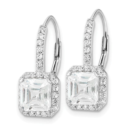 Sterlingsilber Cheryl M Rhodiniert Brillant-cut und Asscher-cut Zirkonia Ohrhänger mit Brisur