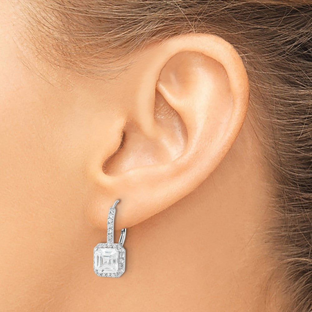 Sterlingsilber Cheryl M Rhodiniert Brillant-cut und Asscher-cut Zirkonia Ohrhänger mit Brisur