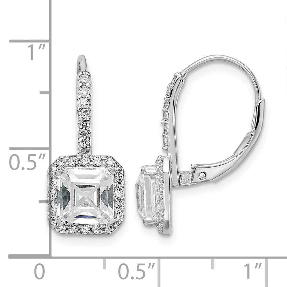 Sterlingsilber Cheryl M Rhodiniert Brillant-cut und Asscher-cut Zirkonia Ohrhänger mit Brisur