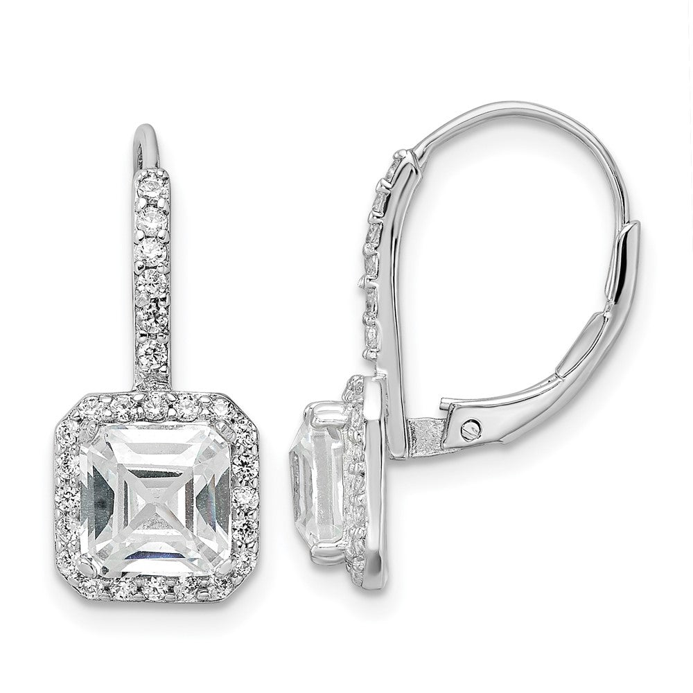 Sterlingsilber Cheryl M Rhodiniert Brillant-cut und Asscher-cut Zirkonia Ohrhänger mit Brisur