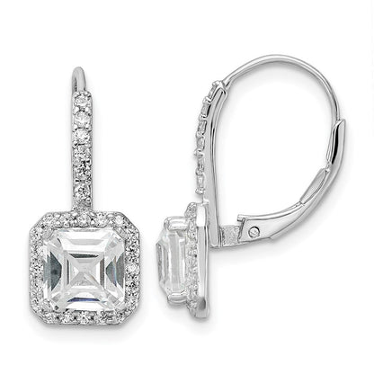 Sterlingsilber Cheryl M Rhodiniert Brillant-cut und Asscher-cut Zirkonia Ohrhänger mit Brisur