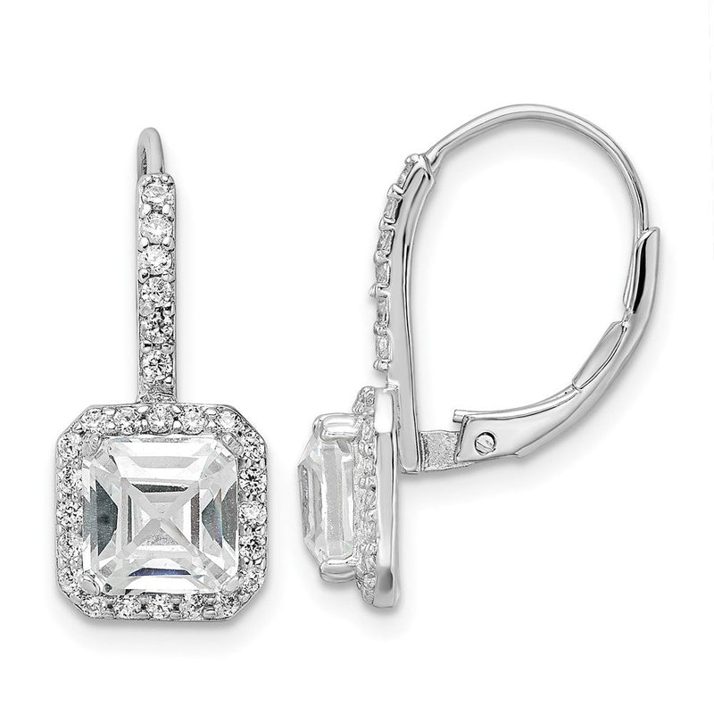 Sterlingsilber Cheryl M Rhodiniert Brillant-cut und Asscher-cut Zirkonia Ohrhänger mit Brisur