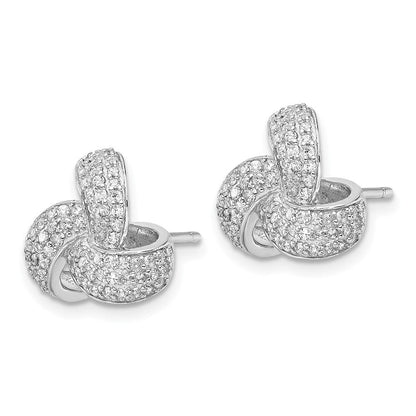 Sterlingsilber Cheryl M Rhodiniert Brillant-cut Pavé Zirkonia Liebe Knoten Ohrstecker
