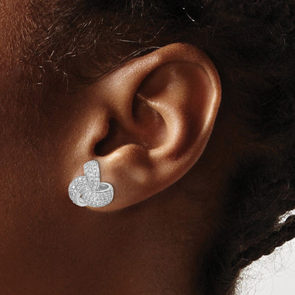 Sterlingsilber Cheryl M Rhodiniert Brillant-cut Pavé Zirkonia Liebe Knoten Ohrstecker