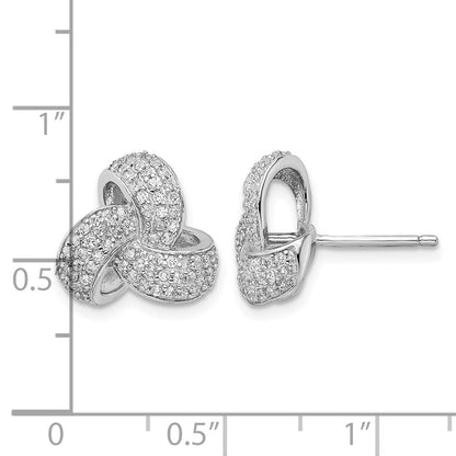 Sterlingsilber Cheryl M Rhodiniert Brillant-cut Pavé Zirkonia Liebe Knoten Ohrstecker