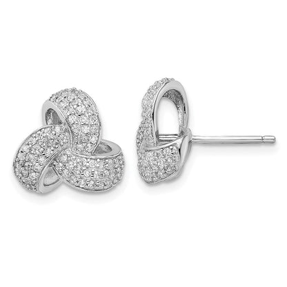 Sterlingsilber Cheryl M Rhodiniert Brillant-cut Pavé Zirkonia Liebe Knoten Ohrstecker