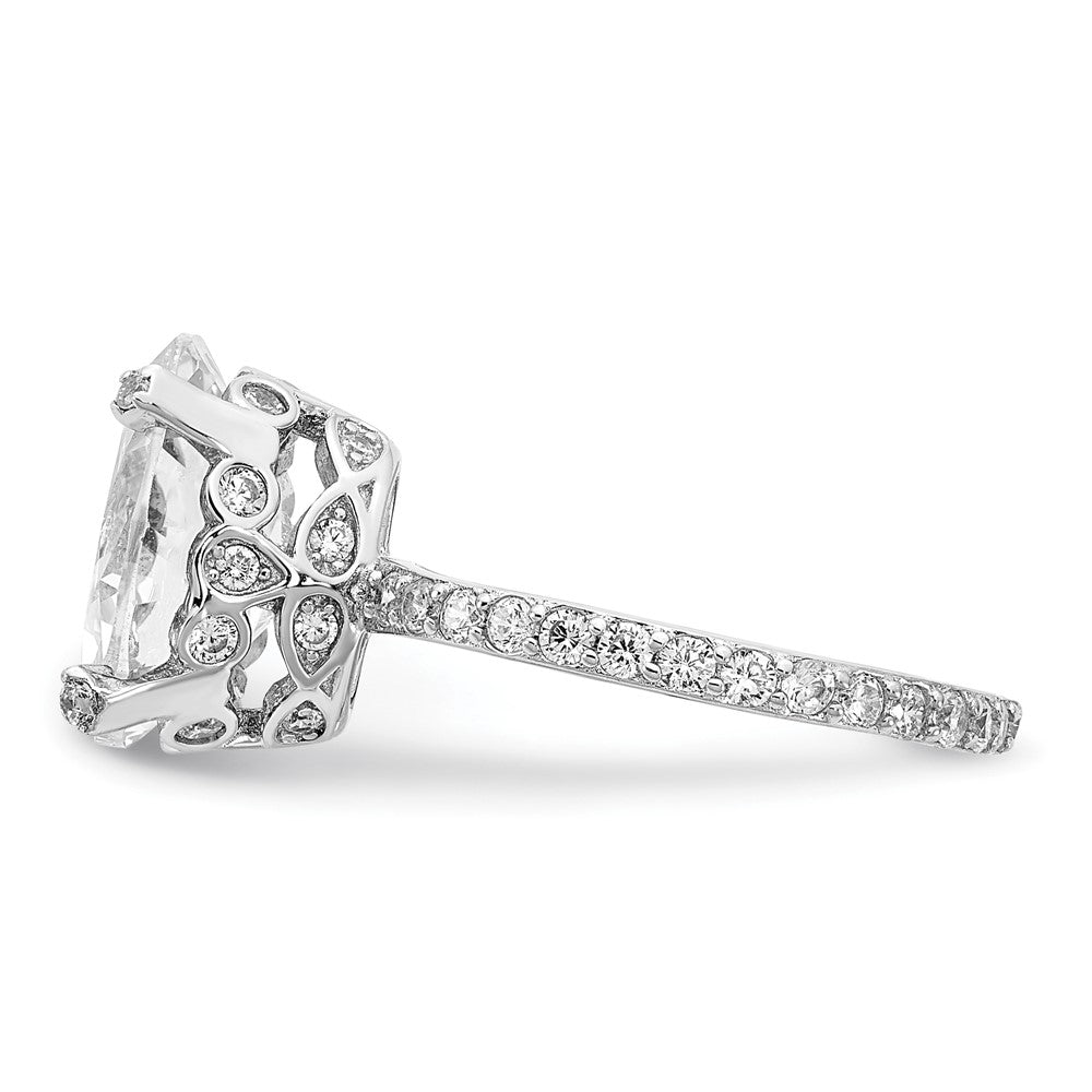 Sterlingsilber Cheryl M Rhodiniert Brillant-cut Zirkonia Oval Mittig mit Seite Steine Ring