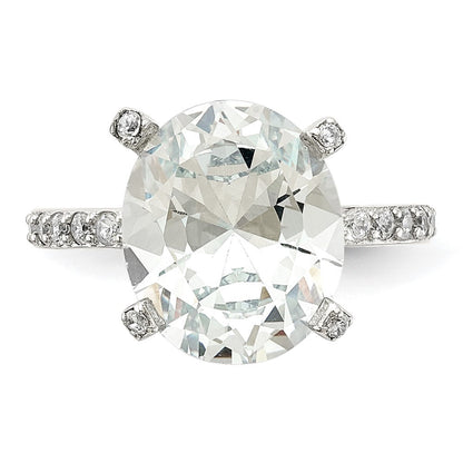 Sterlingsilber Cheryl M Rhodiniert Brillant-cut Zirkonia Oval Mittig mit Seite Steine Ring