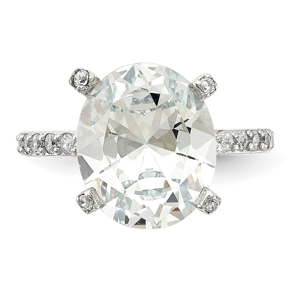 Sterlingsilber Cheryl M Rhodiniert Brillant-cut Zirkonia Oval Mittig mit Seite Steine Ring