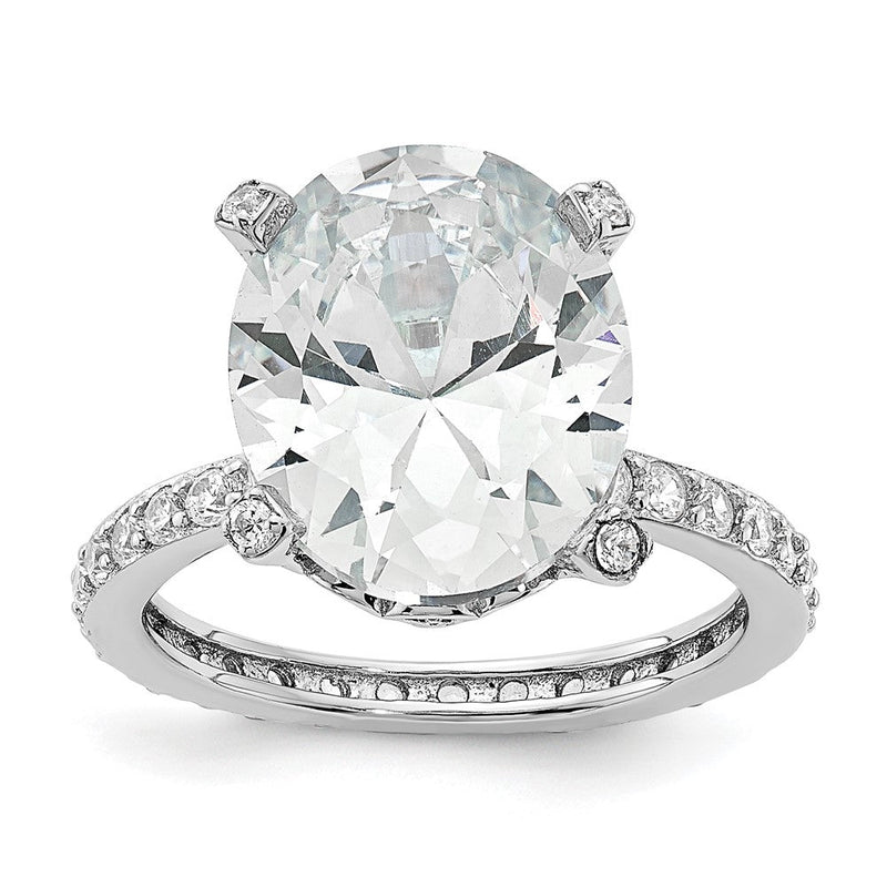 Sterlingsilber Cheryl M Rhodiniert Brillant-cut Zirkonia Oval Mittig mit Seite Steine Ring