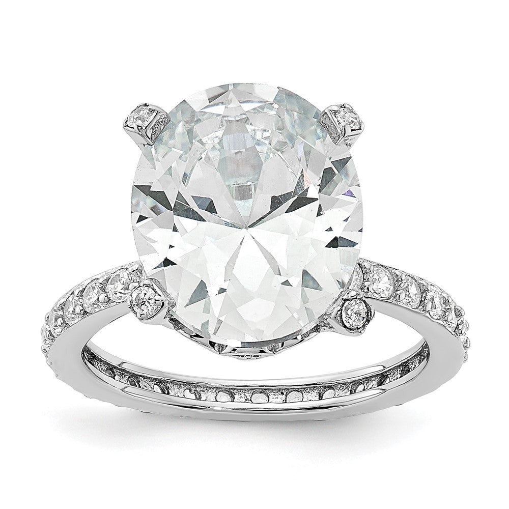 Sterlingsilber Cheryl M Rhodiniert Brillant-cut Zirkonia Oval Mittig mit Seite Steine Ring