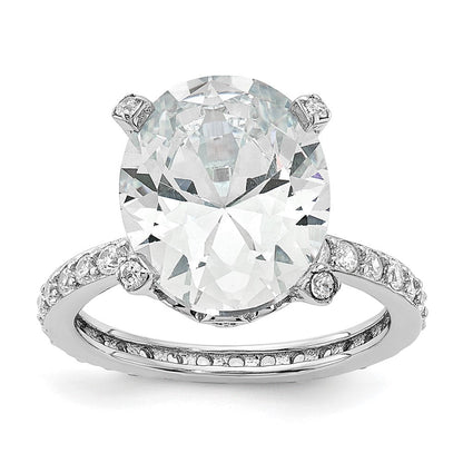 Sterlingsilber Cheryl M Rhodiniert Brillant-cut Zirkonia Oval Mittig mit Seite Steine Ring