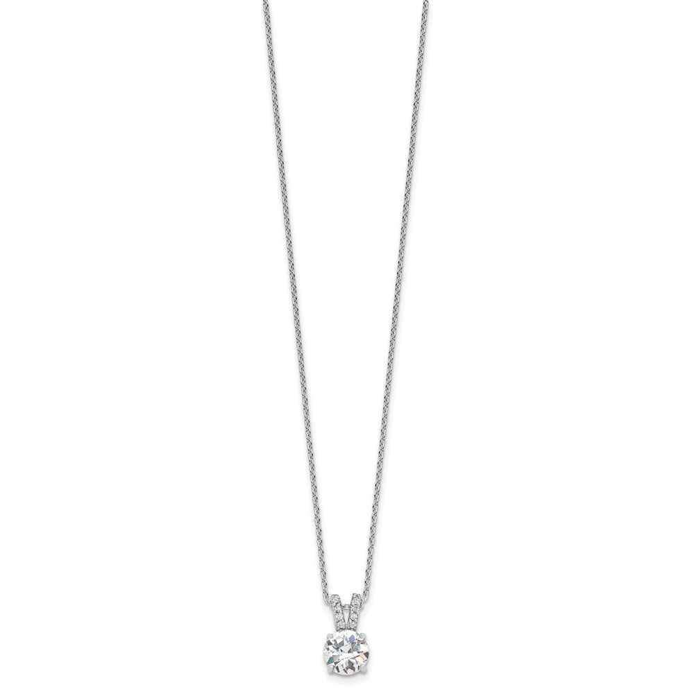 Sterlingsilber Cheryl M Rhodiniert Brillant-cut 8mm Rund Zirkonia mit Split Bail 18 Zoll Halskette