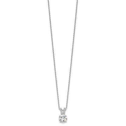 Sterlingsilber Cheryl M Rhodiniert Brillant-cut 8mm Rund Zirkonia mit Split Bail 18 Zoll Halskette