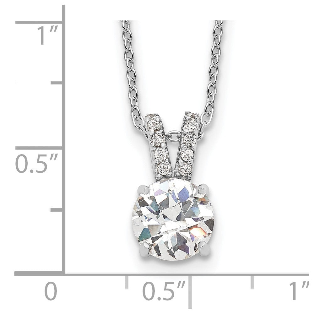 Sterlingsilber Cheryl M Rhodiniert Brillant-cut 8mm Rund Zirkonia mit Split Bail 18 Zoll Halskette