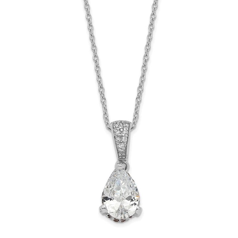 Sterlingsilber Cheryl M Rhodiniert Brillant-cut Tropfen Zirkonia Anhänger 18 Zoll Halskette