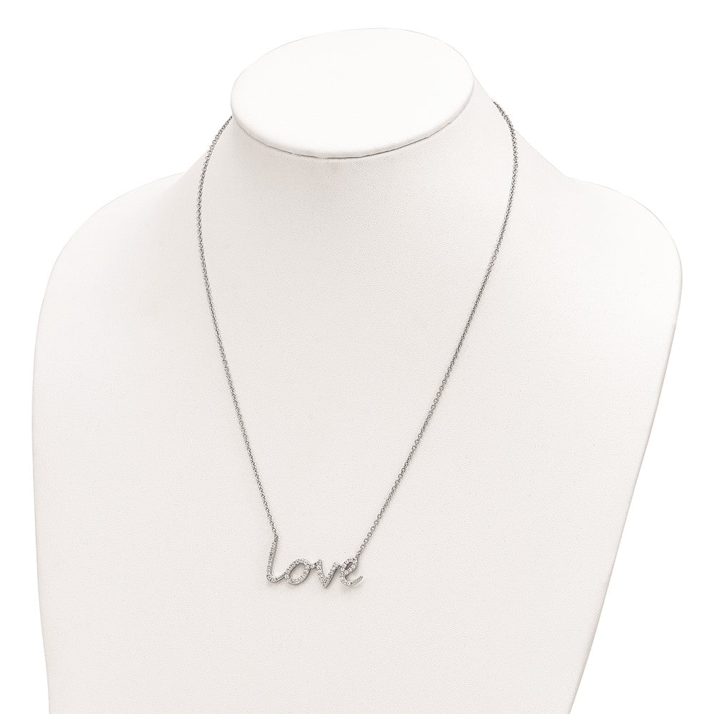 Sterlingsilber Cheryl M Rhodiniert Brillant-cut Zirkonia Liebe 18 Zoll Halskette