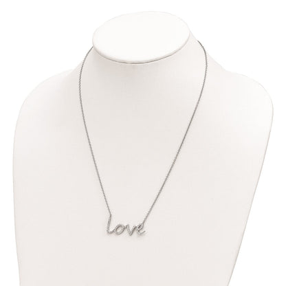 Sterlingsilber Cheryl M Rhodiniert Brillant-cut Zirkonia Liebe 18 Zoll Halskette