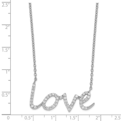 Sterlingsilber Cheryl M Rhodiniert Brillant-cut Zirkonia Liebe 18 Zoll Halskette