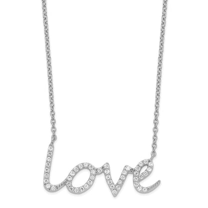 Sterlingsilber Cheryl M Rhodiniert Brillant-cut Zirkonia Liebe 18 Zoll Halskette