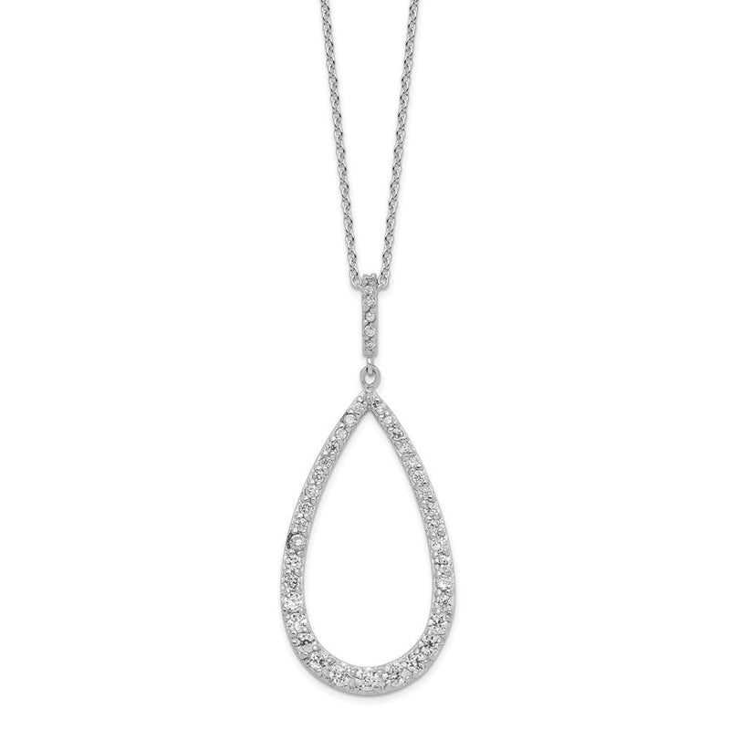 Sterlingsilber Cheryl M Rhodiniert Brillant-cut Zirkonia Offen Tropfen Form 18 Zoll Halskette