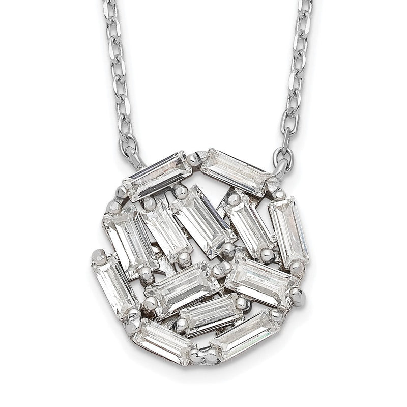 Sterlingsilber Cheryl M Rhodiniert Baguette-cut Zirkonia 16 Zoll Halskette mit 2 Verlängerung