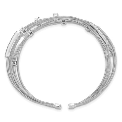 Sterlingsilber Cheryl M Rhodiniert Brillant-cut Zirkonia Flexibel Armreif