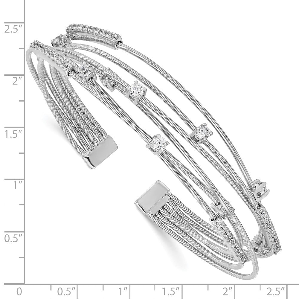 Sterlingsilber Cheryl M Rhodiniert Brillant-cut Zirkonia Flexibel Armreif