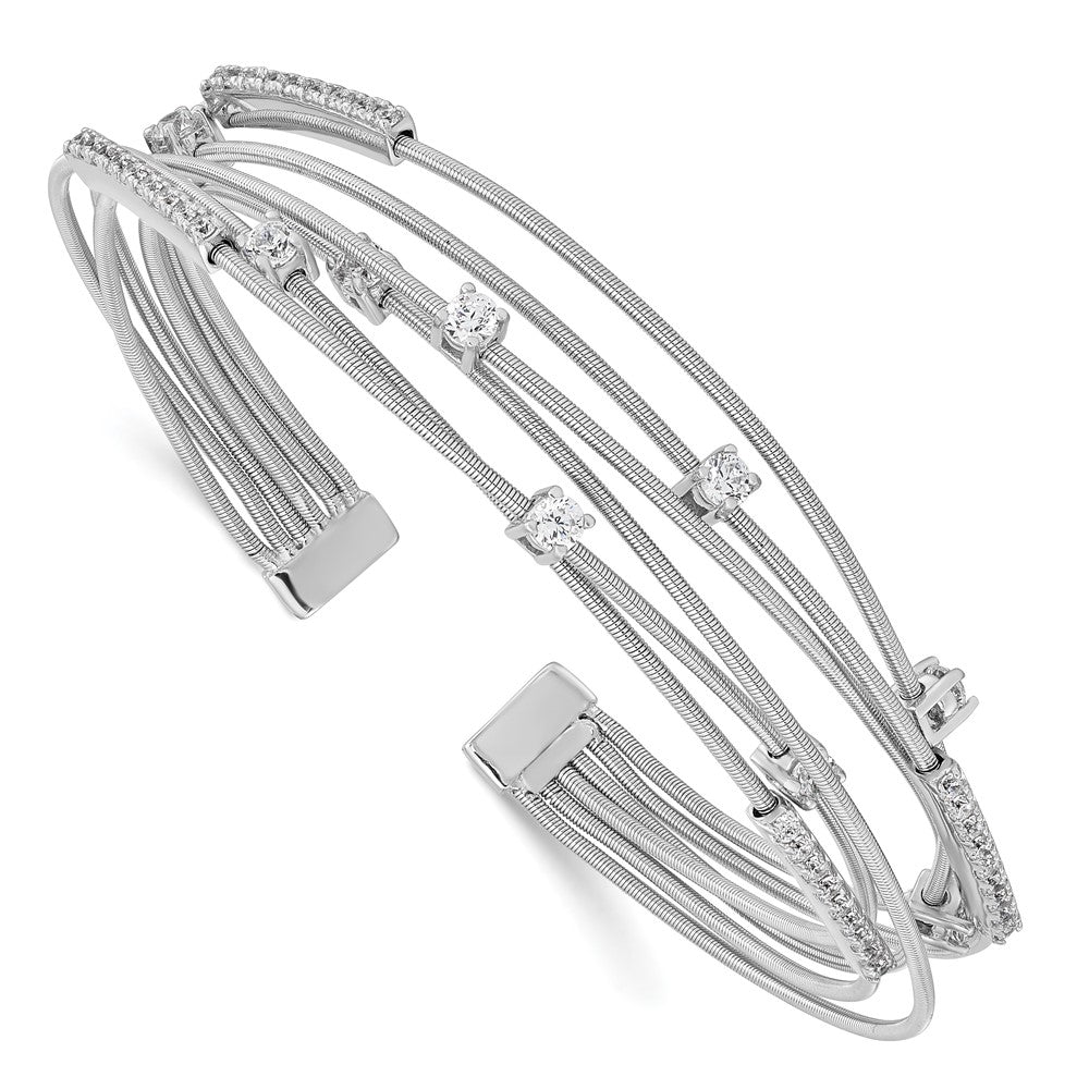 Sterlingsilber Cheryl M Rhodiniert Brillant-cut Zirkonia Flexibel Armreif