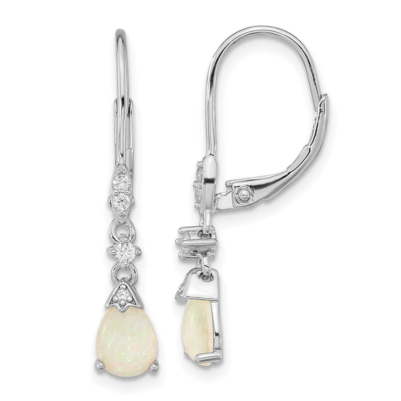 Sterlingsilber Cheryl M Rhodiniert Cabochon Im Labor Erzeugt Opal und Brillant-cut Zirkonia Hängend Ohrhänger mit Brisur