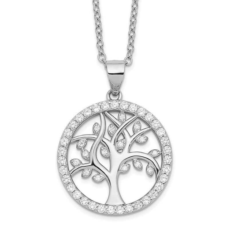 Sterlingsilber Cheryl M Rhodiniert Brillant-cut Zirkonia Baum Of Leben 18 Zoll Halskette