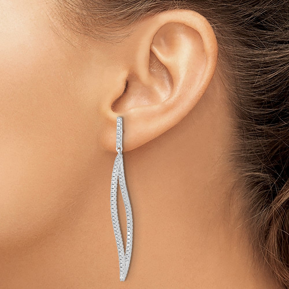Sterlingsilber Cheryl M Rhodiniert Brillant-cut Zirkonia in und Außen Geometric Stecker Ohrhänger