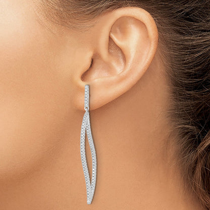 Sterlingsilber Cheryl M Rhodiniert Brillant-cut Zirkonia in und Außen Geometric Stecker Ohrhänger