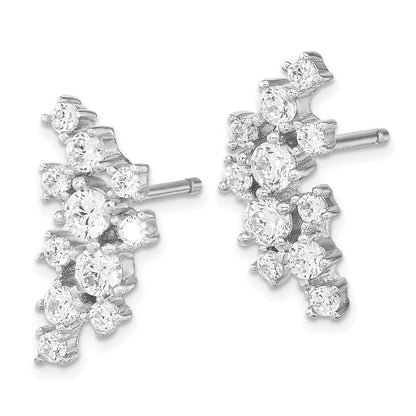 Sterlingsilber Cheryl M Rhodiniert Brillant-cut Zirkonia Cluster Stecker Ohrhänger