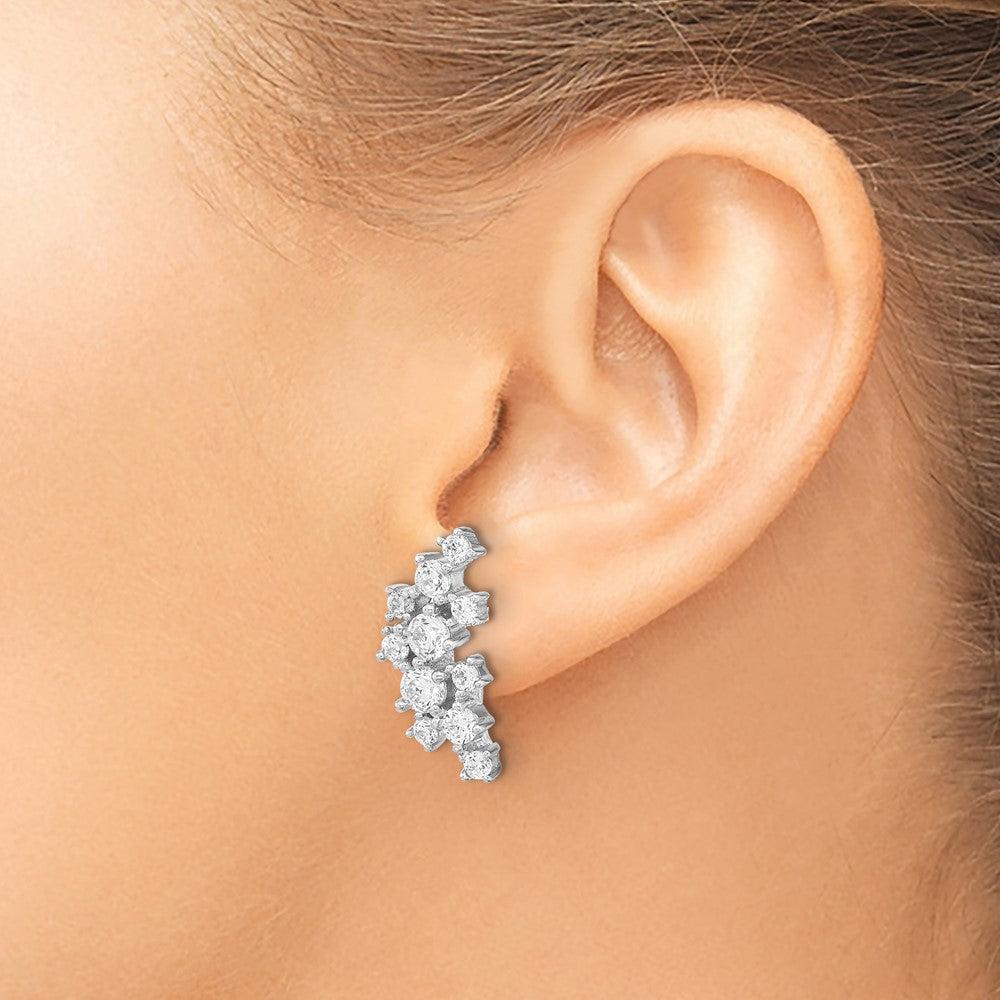 Sterlingsilber Cheryl M Rhodiniert Brillant-cut Zirkonia Cluster Stecker Ohrhänger