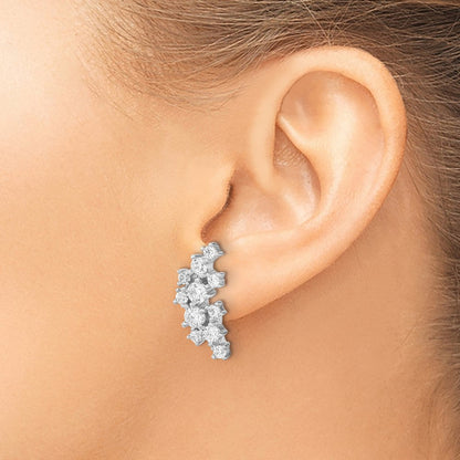 Sterlingsilber Cheryl M Rhodiniert Brillant-cut Zirkonia Cluster Stecker Ohrhänger