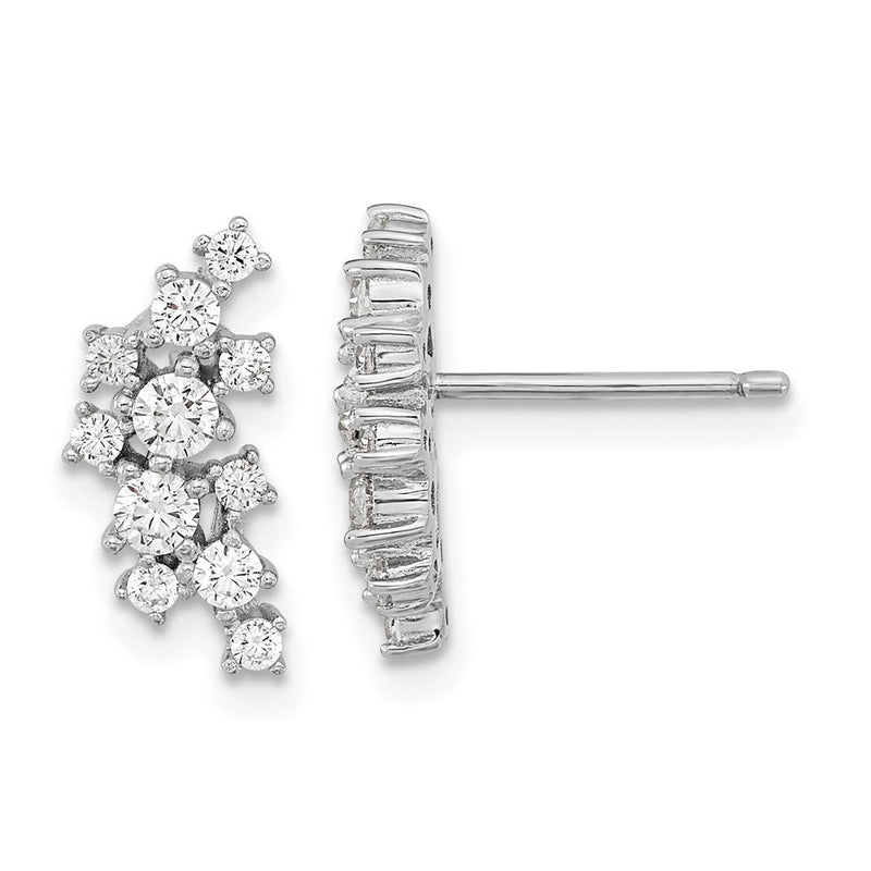 Sterlingsilber Cheryl M Rhodiniert Brillant-cut Zirkonia Cluster Stecker Ohrhänger