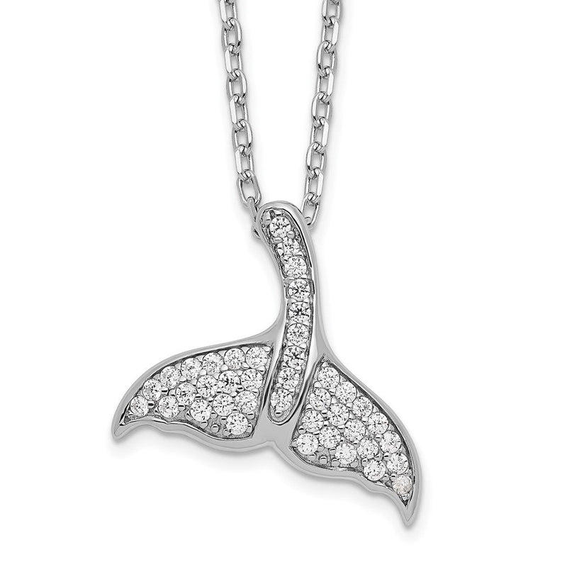 Sterlingsilber Cheryl M Rhodiniert Brillant-cut Zirkonia Wal Schwanz 16 Zoll Halskette mit 2 Verlängerung