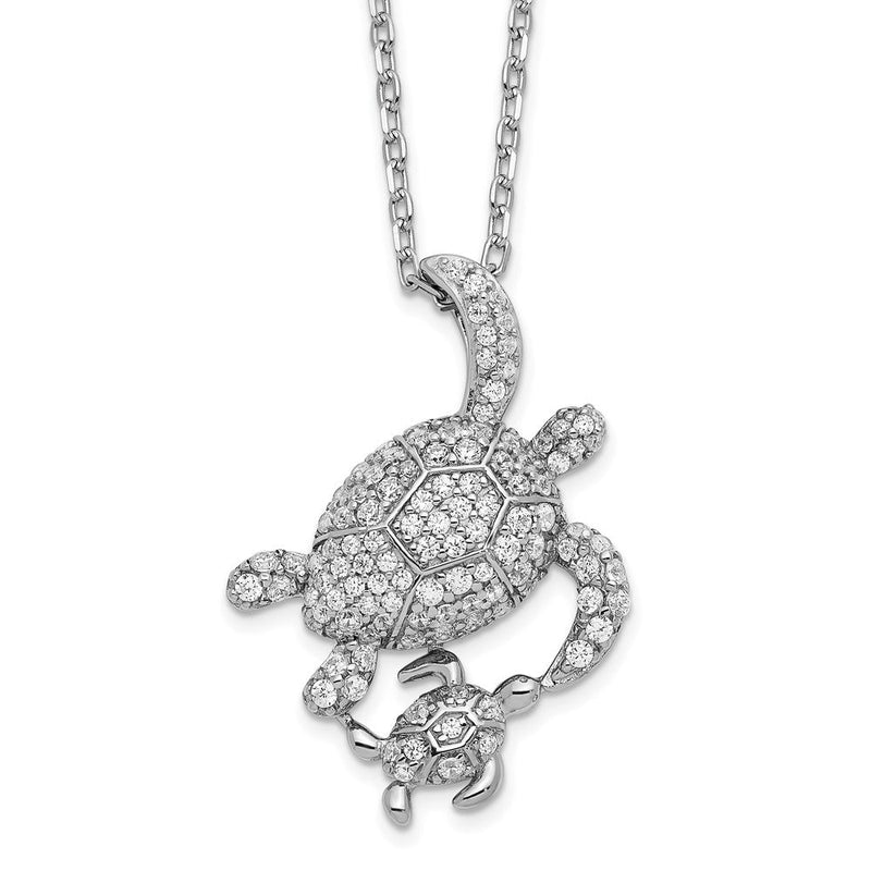 Sterlingsilber Cheryl M Rhodiniert Brillant-cut Zirkonia Turtles 16 Zoll Halskette mit 2 Verlängerung