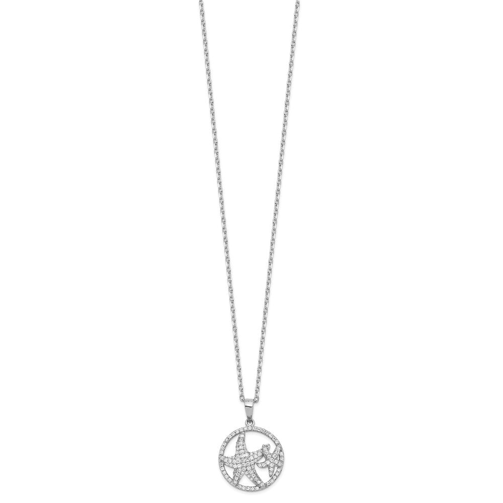 Sterlingsilber Cheryl M Rhodiniert Brillant-cut Seestern Kreis 16 Zoll Halskette mit 2 Verlängerung