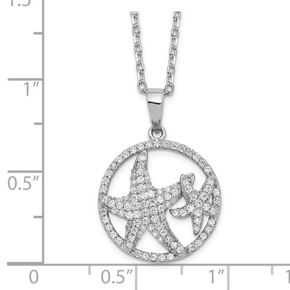 Sterlingsilber Cheryl M Rhodiniert Brillant-cut Seestern Kreis 16 Zoll Halskette mit 2 Verlängerung