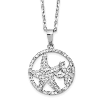 Sterlingsilber Cheryl M Rhodiniert Brillant-cut Seestern Kreis 16 Zoll Halskette mit 2 Verlängerung