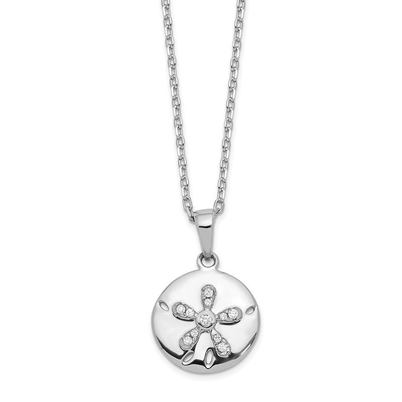 Sterlingsilber Cheryl M Rhodiniert Brillant-cut Zirkonia Sand Dollar 16 Zoll Halskette mit 2 Verlängerung