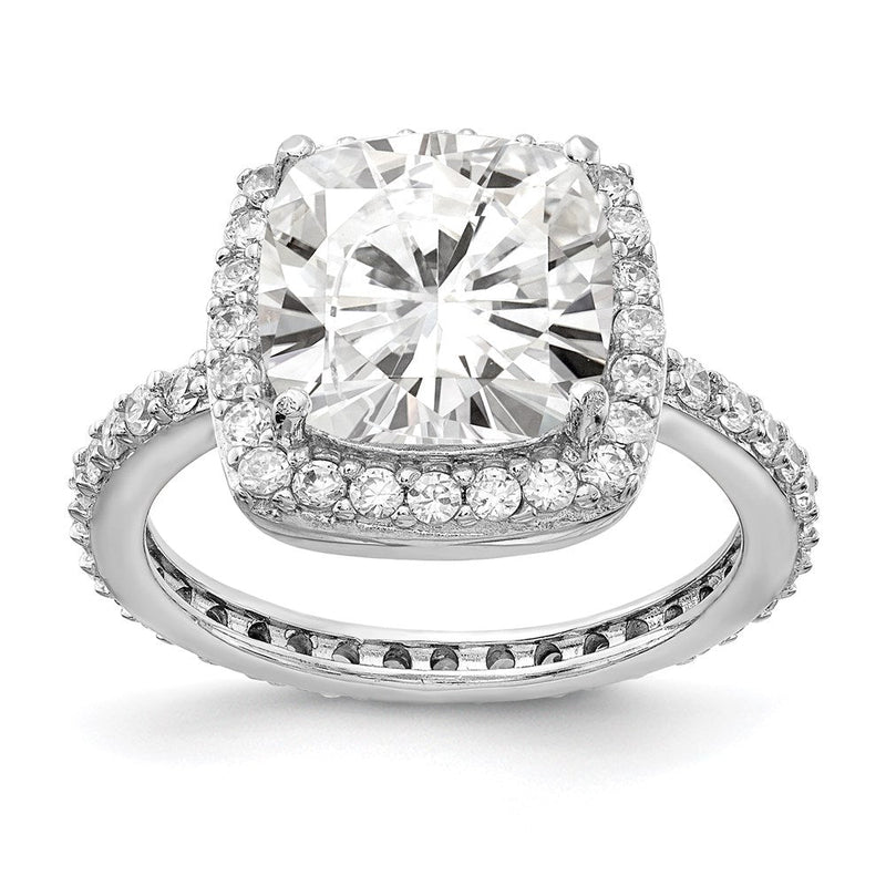 Sterlingsilber Cheryl M Rhodiniert Rose-cut und Brillant-cut Zirkonia Quadratisch Heiligenschein Ring