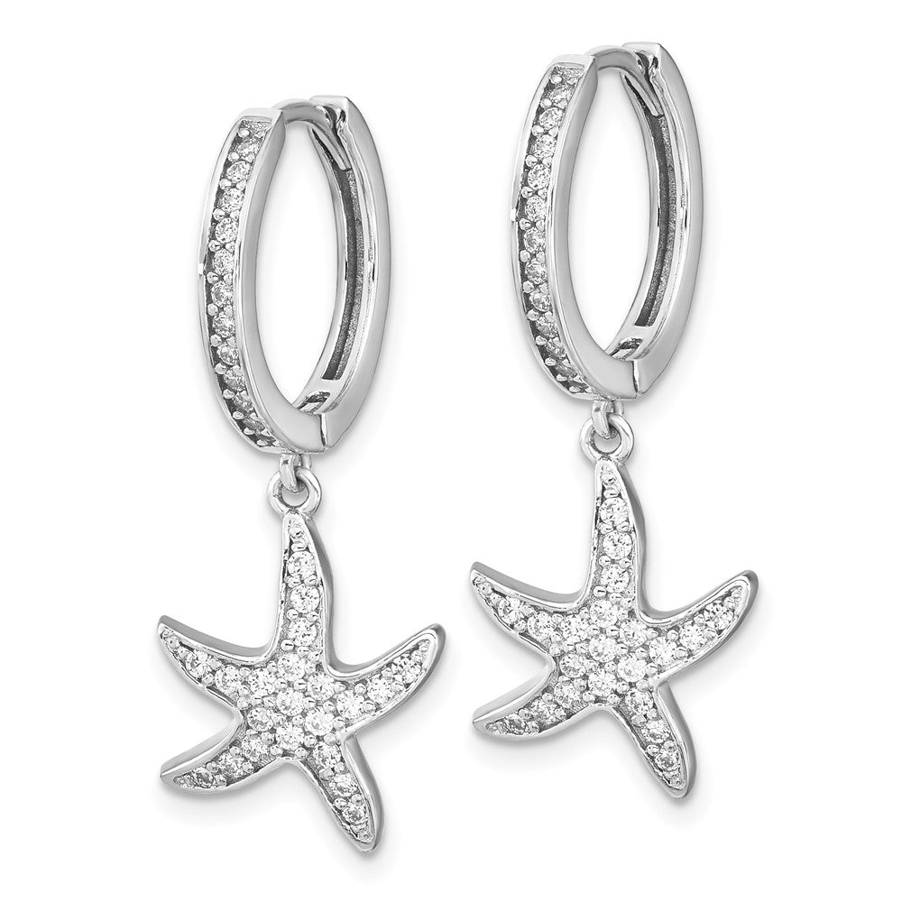 Sterlingsilber Cheryl M Rhodiniert Brillant-cut Zirkonia Seestern Creole Ohrhänger